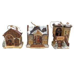VTG M.I. Hummel Bavarian Village Christmas Ornaments Set of 3 "Little Shoemaker"